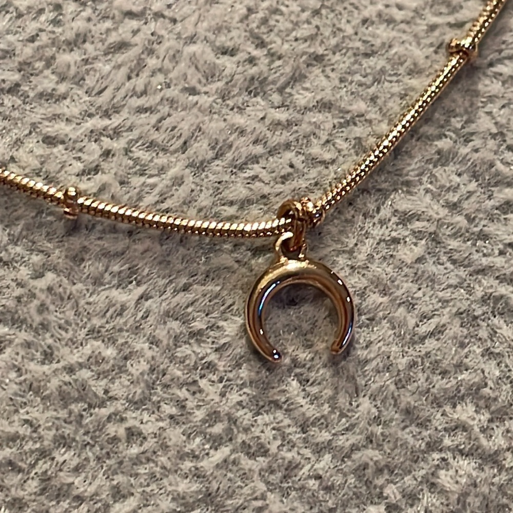 Dainty Crescent Moon Necklace Gold plated  18”
